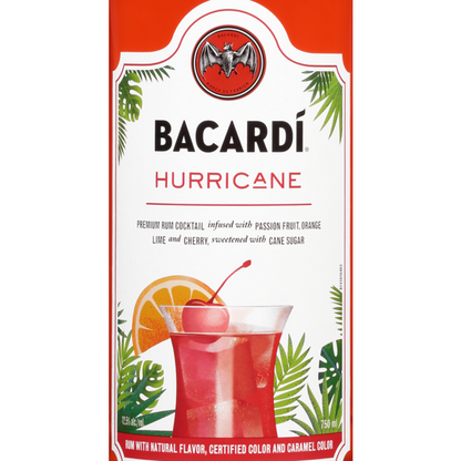 Bacardi Hurricane Classic Cocktails 25 - 750ML - Front Label