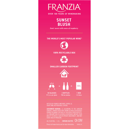 Franzia Sunset Blush American - 1.5L - Back