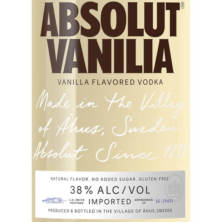 Absolut Vanilla Flavored Vodka Vanilia 76 - 750ML - Front Label