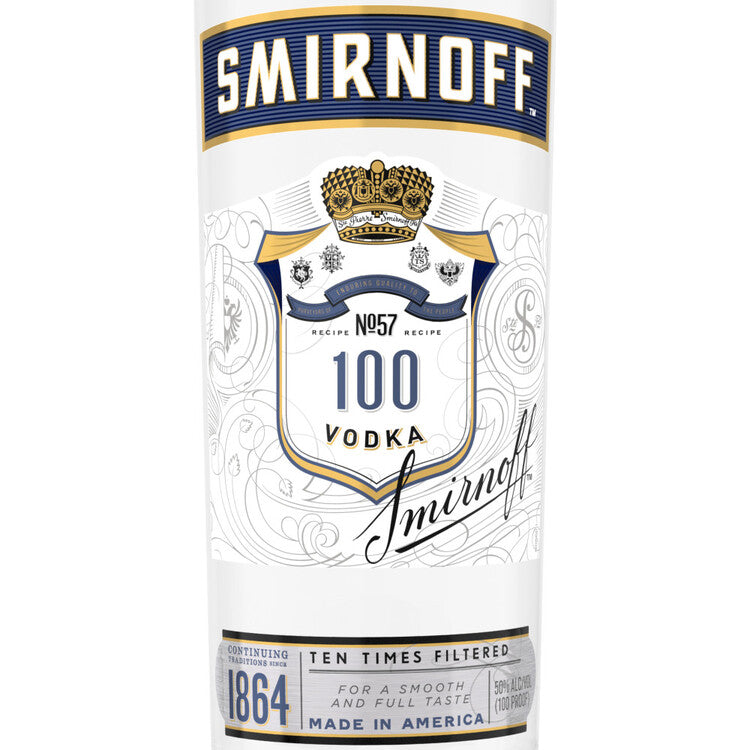 Smirnoff Vodka 100 - 750ML - Front Label