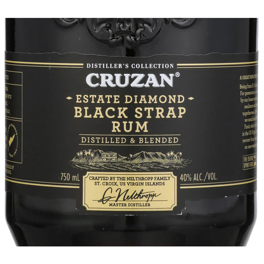 Cruzan Dark Rum Black Strap Estate Diamond 80 - 750ML - Front Label