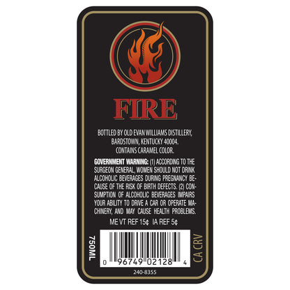Evan Williams Cinnamon Whiskey Liqueur Fire 65 - 750ML - Back Label
