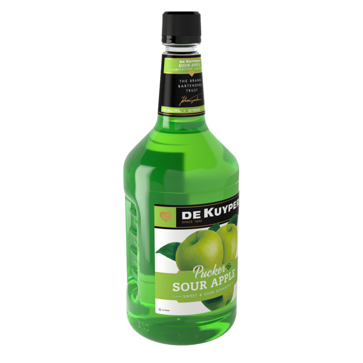 Dekuyper Sour Apple Schnapps Pucker 30 - 1.75L - Front Label