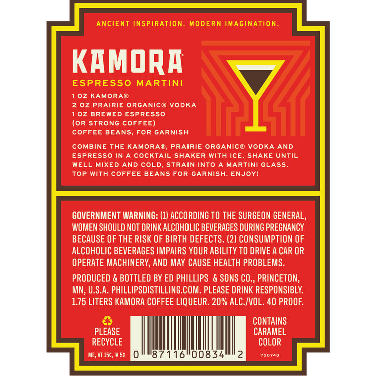 Kamora Coffee Liqueur 40 - 1.75L - Back Label