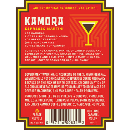 Kamora Coffee Liqueur 40 - 1.75L - Back Label