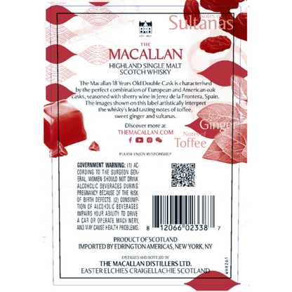 The Macallan Single Malt Scotch Double Cask 18 Yr 86 - 750ML - Back Label