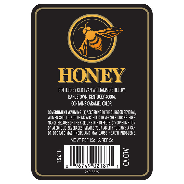 Evan Williams Honey Whiskey Liqueur 65 - 1.75L - Back Label