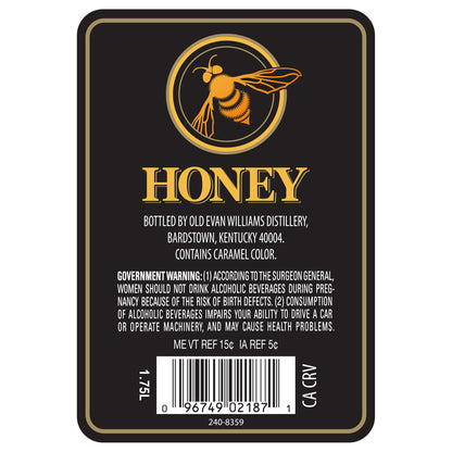 Evan Williams Honey Whiskey Liqueur 65 - 1.75L - Back Label