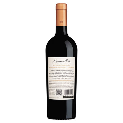 Menage A Trois Cabernet Sauvignon Aged 3 Months In Bourbon Barrels Lim - 750ML - Back