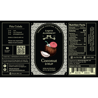 Liquid Alchemist Coconut Syrup - 375ML - Front Label