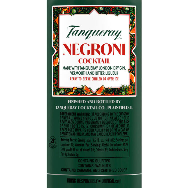 Tanqueray Cocktail Negroni Collection 49.8 - 750ML - Back Label