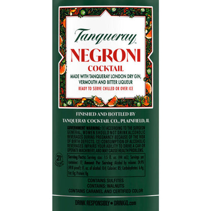 Tanqueray Cocktail Negroni Collection 49.8 - 750ML - Back Label
