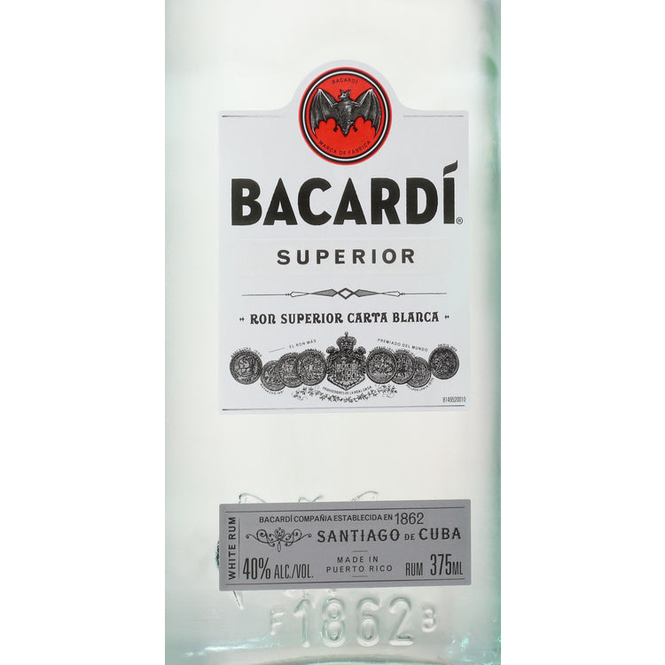 Bacardi Light Rum Superior 80 - 375ML - Front Label