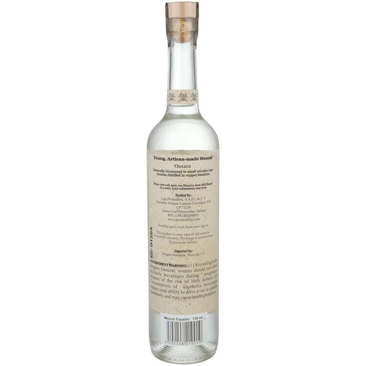 Pierde Almas Mezcal Joven Espadin 98 - 750ML - Back