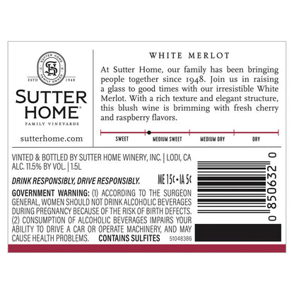 Sutter Home White Merlot California - 1.5L - Back Label