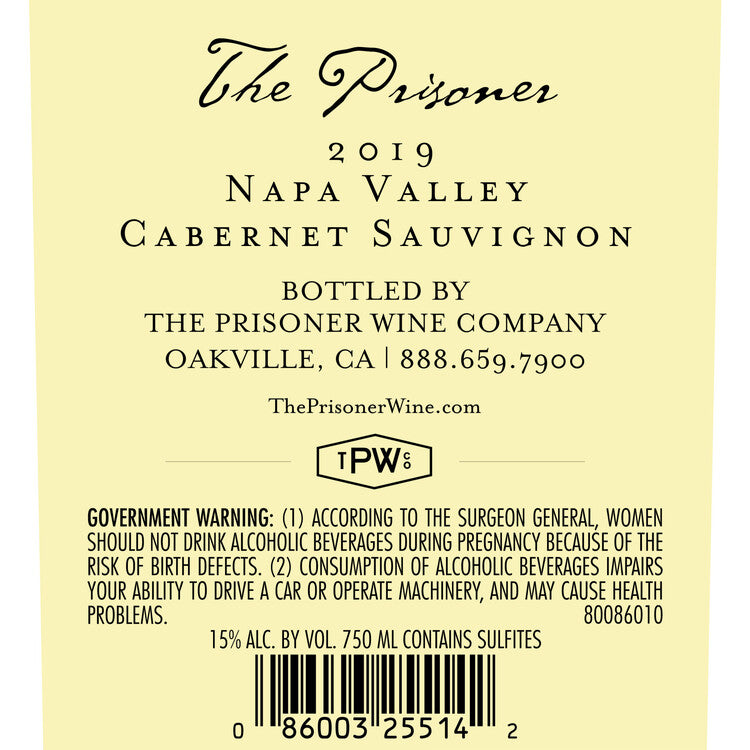 The Prisoner Cabernet Sauvignon Napa Valley 2022 - 750ML