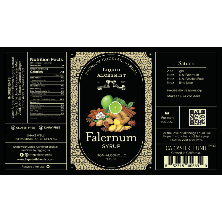 Liquid Alchemist Falernum Syrup - 375ML - Front Label