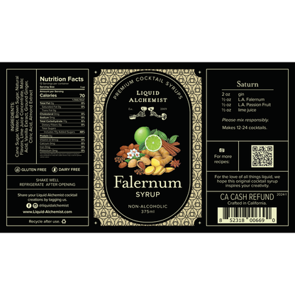 Liquid Alchemist Falernum Syrup - 375ML - Front Label