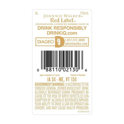 Johnnie Walker Blended Scotch Red Label 80 - 750ML - Back Label