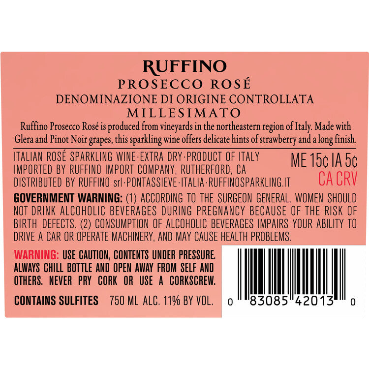 Ruffino Prosecco Rose Millesimato 2023 - 750ML
