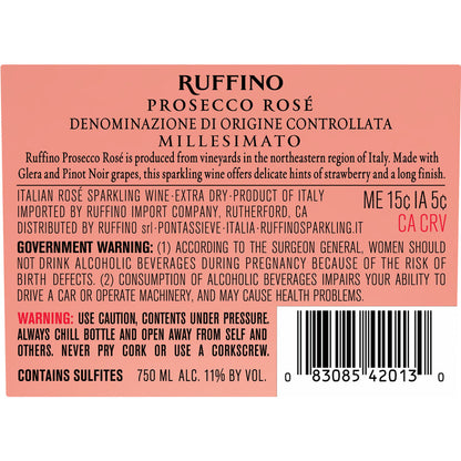 Ruffino Prosecco Rose Millesimato 2023 - 750ML