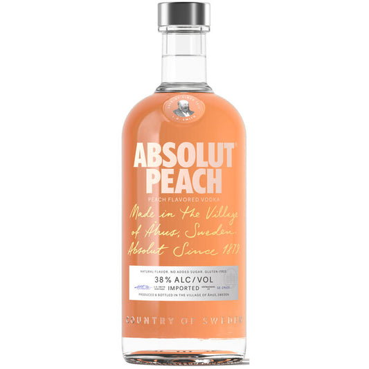Absolut Peach Flavored Vodka 76 - 750ML - Front