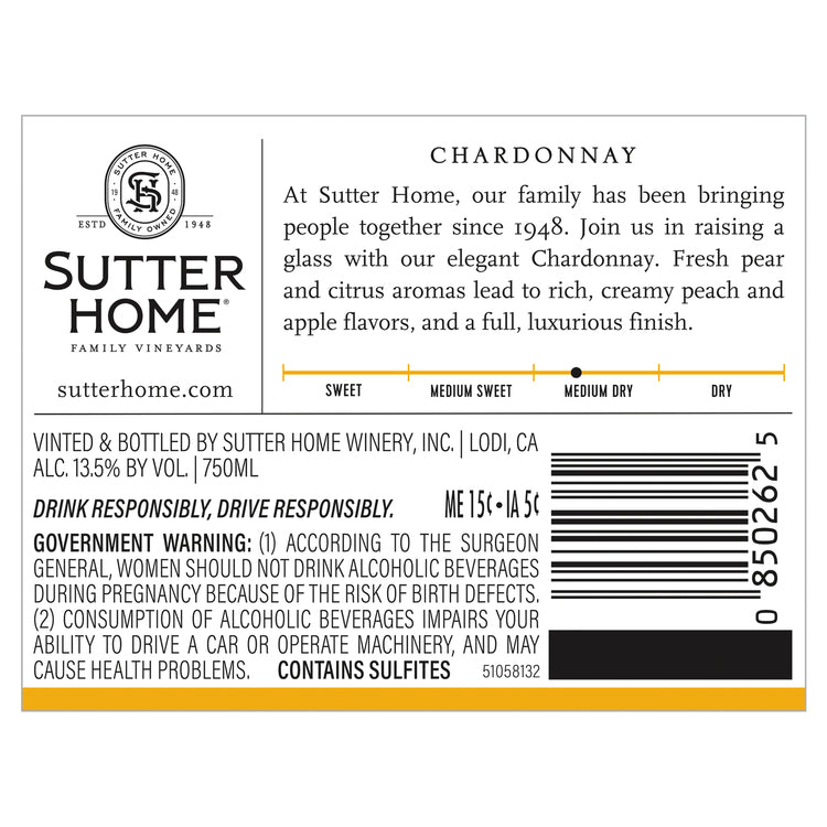 Sutter Home Chardonnay California - 750ML