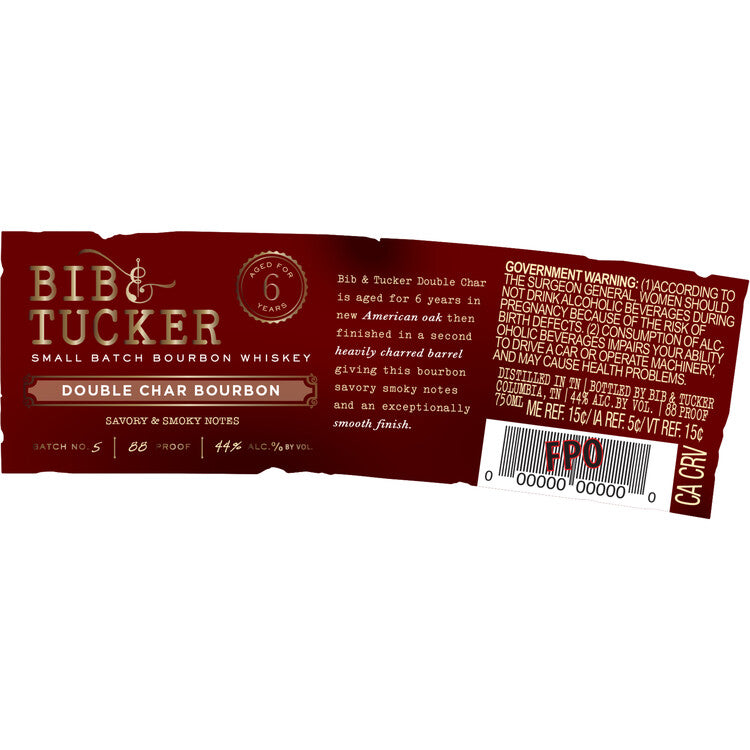 Bib & Tucker Bourbon Double Char Small Batch 6 Yr 88 - 750ML - Front Label