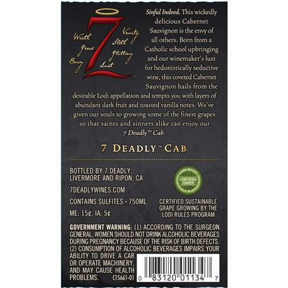 Seven Deadly Cabernet Sauvignon Lodi - 750ML - Back