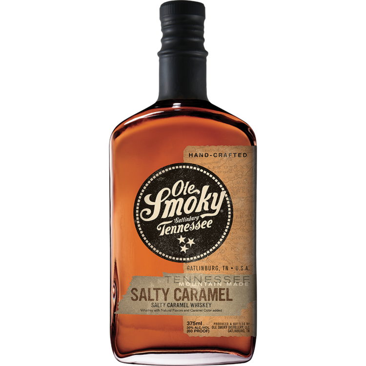 Ole Smoky Salty Caramel Flavored Whiskey Mountain Made 60 - 375ML - Front Label