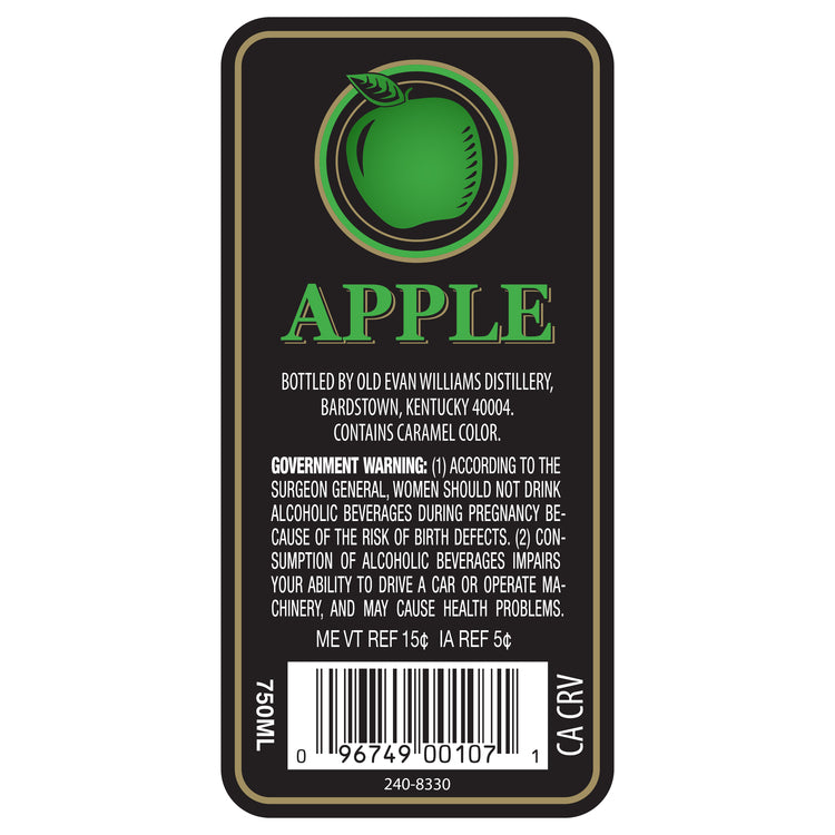 Evan Williams Apple Whiskey Liqueur 65 - 750ML - Back Label