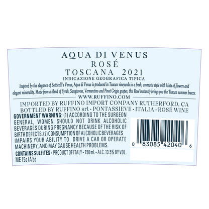 Ruffino Toscana Rosato Aqua Di Venus 2021 - 750ML - Back Label