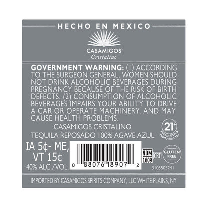 Casamigos Tequila Reposado Cristalino 80 - 375ML - Back Label