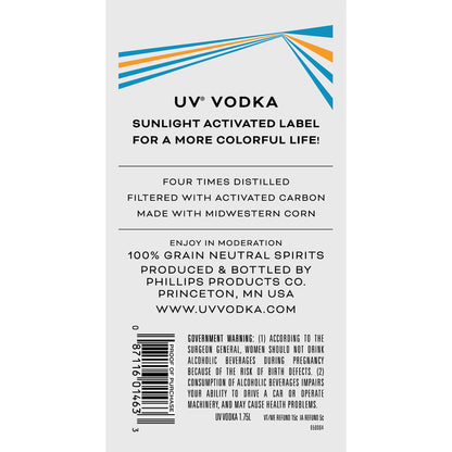 Uv Vodka 80 - 1.75L - Back Label
