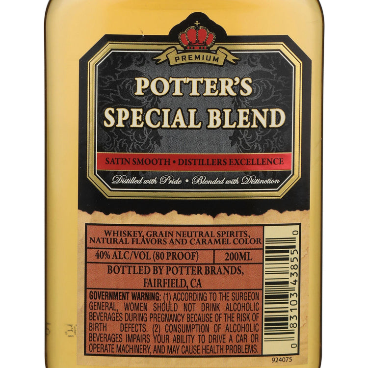Potter's Blended American Whiskey Special Blend 80 - 200ML - Front Label