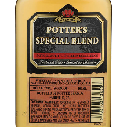 Potter's Blended American Whiskey Special Blend 80 - 200ML - Front Label