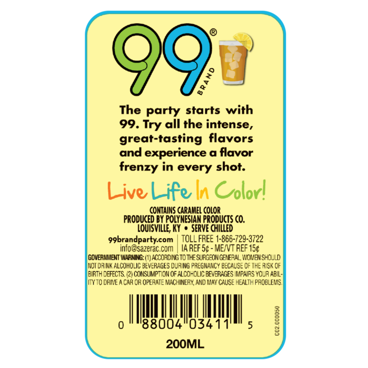 99 Brand Long Island Iced Tea Liqueur 99 - 200ML - Back Label