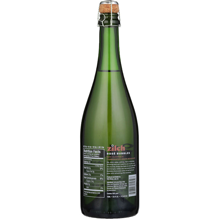 Zilch Rose Bubbles California Non Alcoholic - 750ML