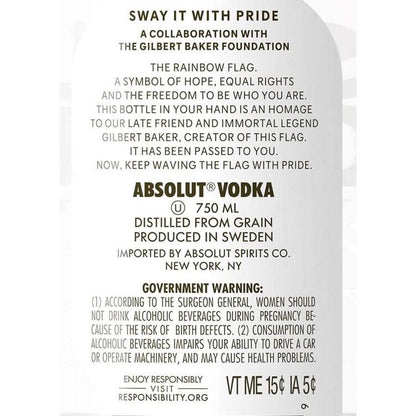 Absolut Vodka Colors Limited Edition 80 - 750ML - Back Label