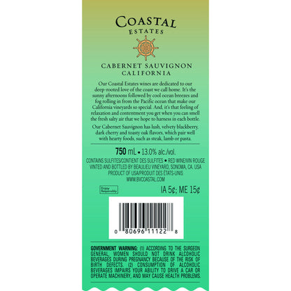 Coastal Estates Cabernet Sauvignon California - 750ML - Back Label