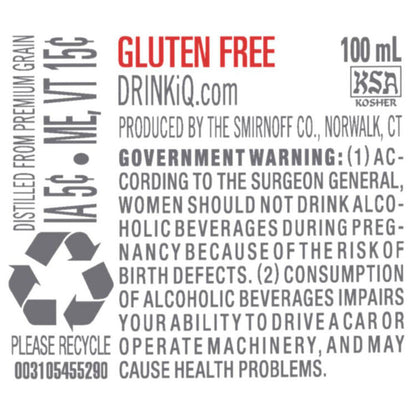 Smirnoff Vodka 80 - 100ML - Back Label