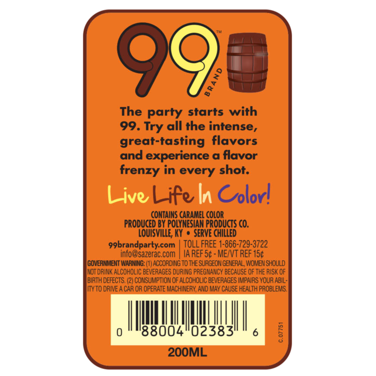 99 Brand Root Beer Liqueur 99 - 200ML - Back Label