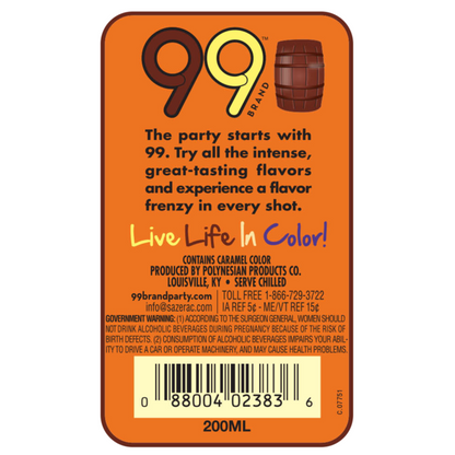 99 Brand Root Beer Liqueur 99 - 200ML - Back Label