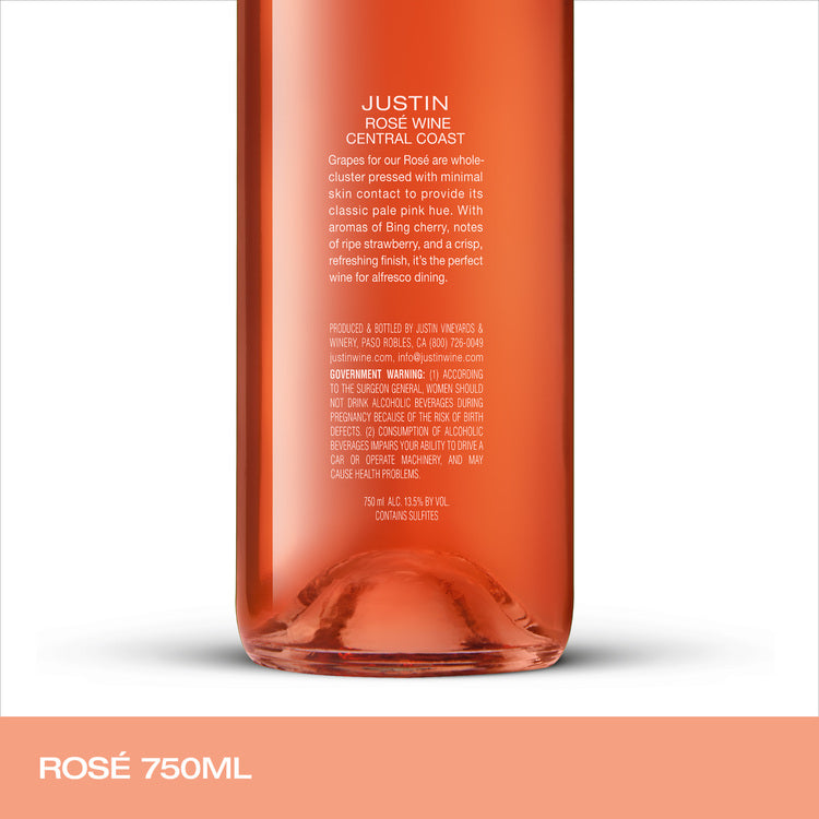 Justin Rose Wine Central Coast 2024 - 750ML - Back Label
