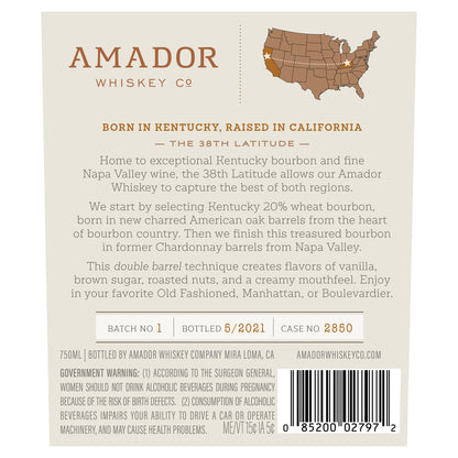 Amador Whiskey Co. Bourbon Double Barrel Chardonnay Barrel Finished 86 - 750ML