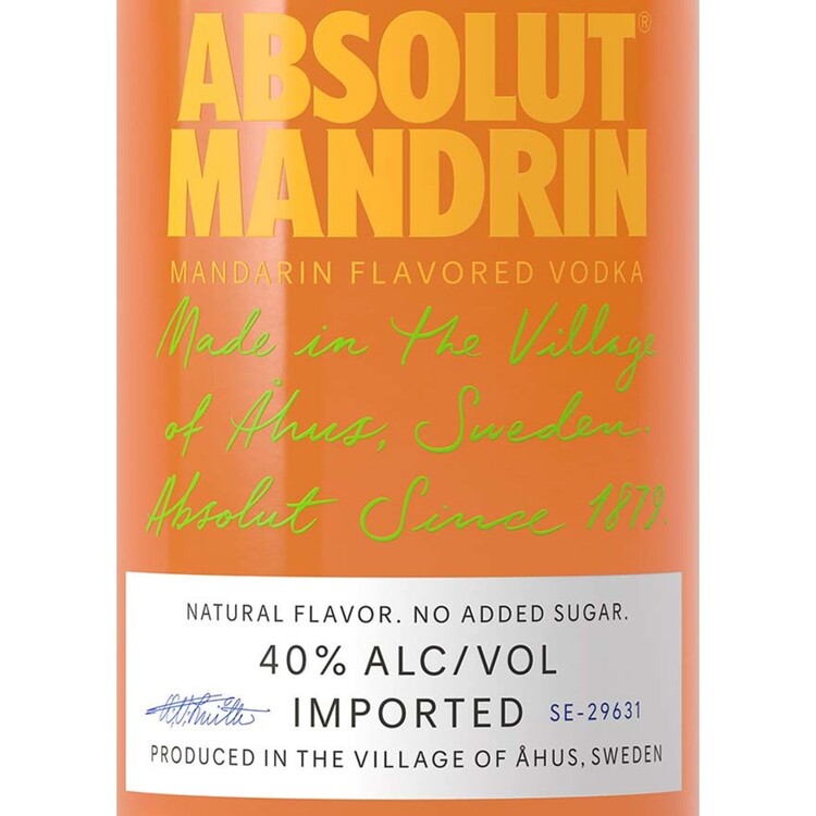 Absolut Orange Flavored Vodka Mandrin 80 - 50ML - Front Label