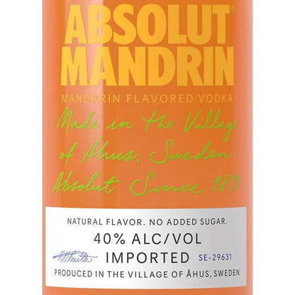 Absolut Orange Flavored Vodka Mandrin 80 - 50ML - Front Label