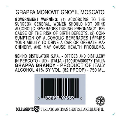 Nonino Grappa A Moscato Di Nonino Monovitigno 82 - 750ML - Back Label