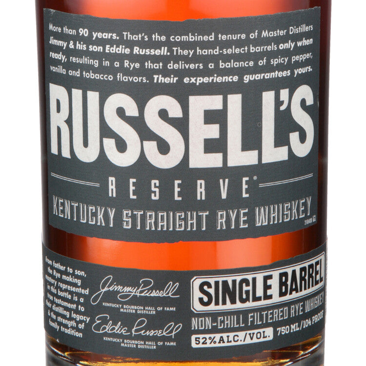 Russell's Reserve Straight Rye Whiskey Single Barrel 104 - 750ML - Front Label