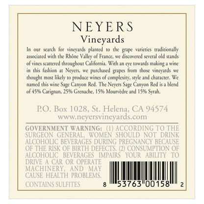 Neyers Red Wine Sage Canyon California 2022 - 750ML